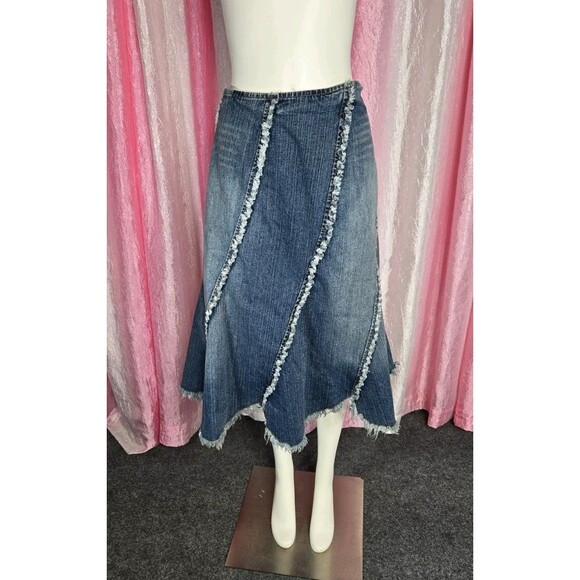 Zoey Beth Y2K Frayed Stone Washed A Line Denim Skirt Size 1X Plus - Picture 1 of 9